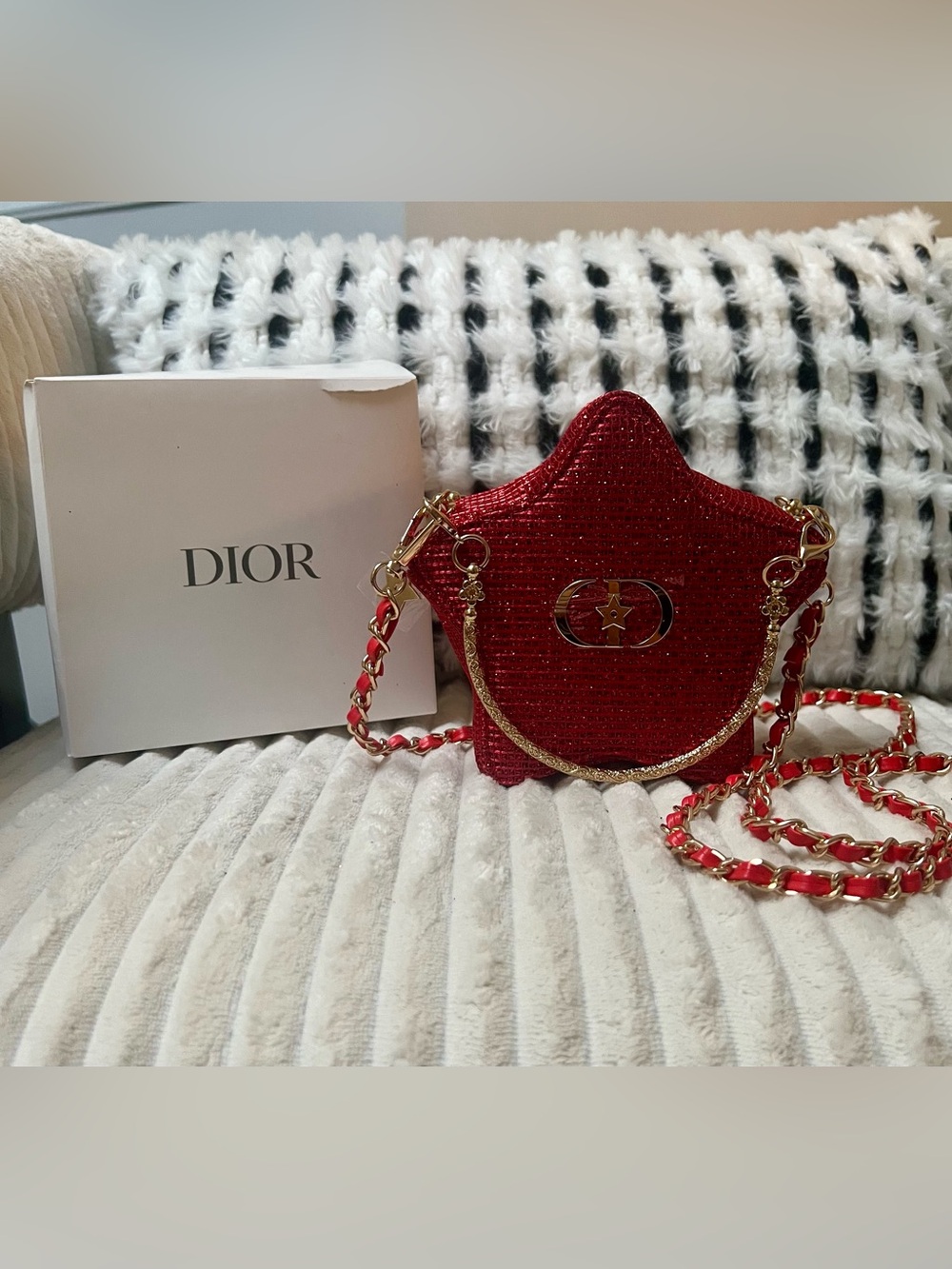 Dior Red Star Upcycled Beauty Bag to Mini Crossbody Purse and Box